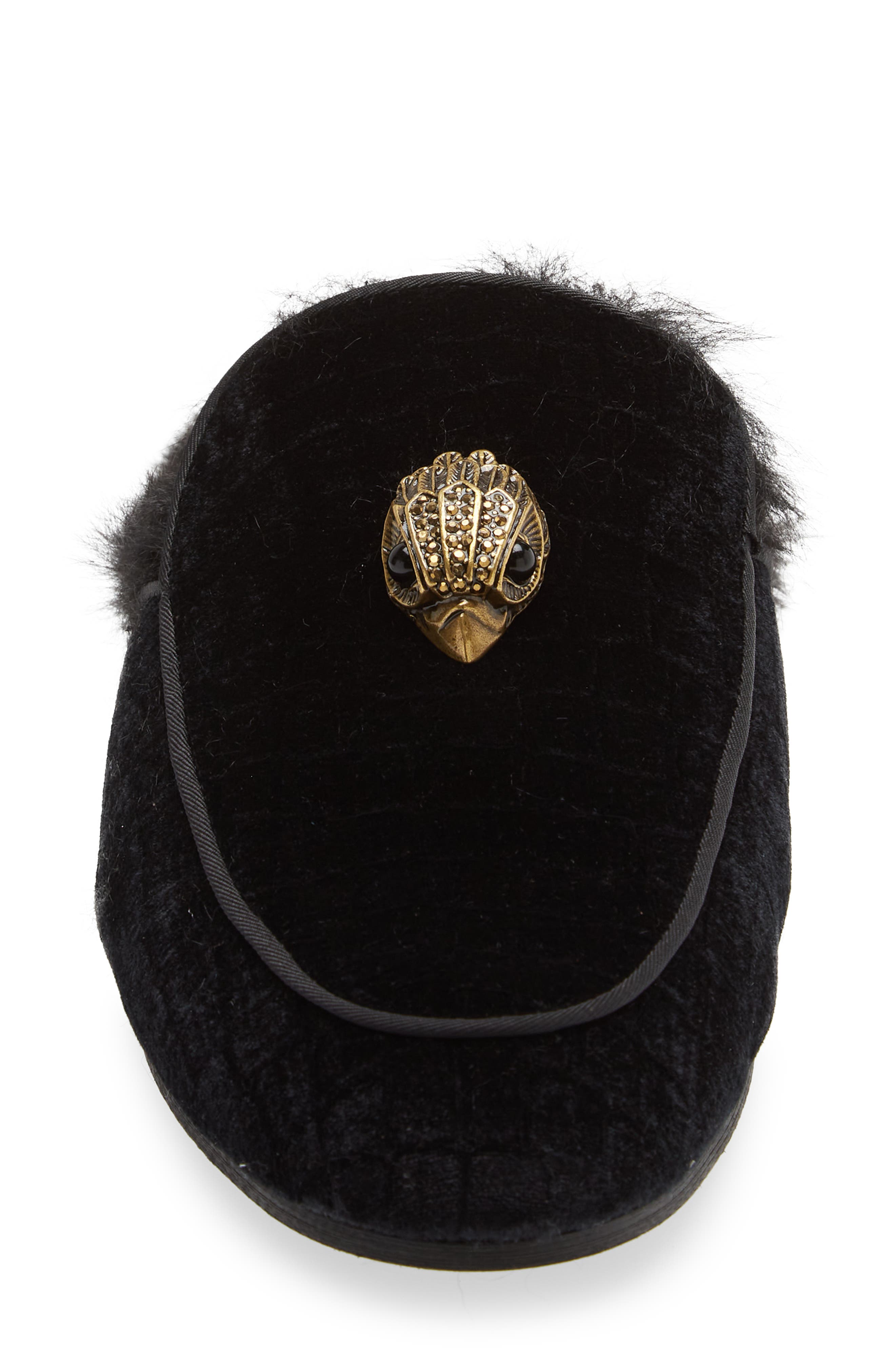 Kurt Geiger London Hugh Velvet & Faux Fur Loafer Mule, Alternate, color, 