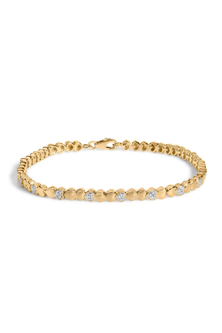 Gold Vermeil .925 Sterling Silver 1/7 Cttw Diamond Puff Heart Bangle Bracelet, Main, color, Silver