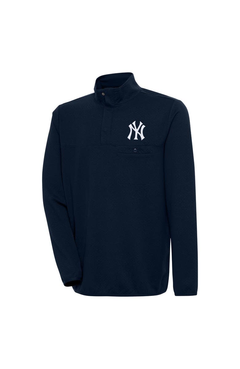 ANTIGUA Men's Antigua Navy New York Yankees Steamer Quarter-Snap Pullover Jacket, Alternate, color,