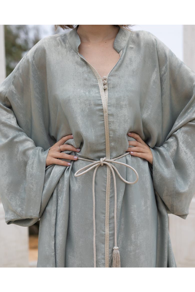 Metallic Silk Kaftan Gown, Alternate, color, Green