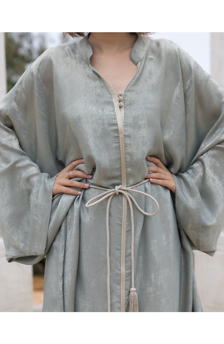 Le Fafo Metallic Silk Kaftan Gown, Alternate, color, Green