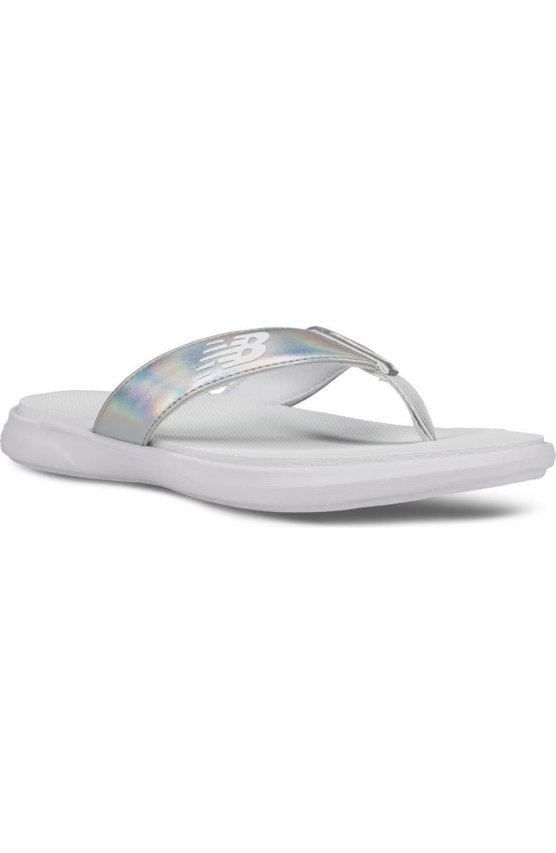New Balance 340 Thong Sandal, Main, color, White/ Silver
