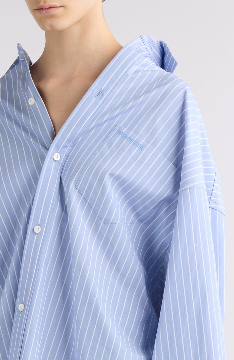 Balenciaga Asymmetric Oversize Stripe Button-Up Shirt, Alternate, color,