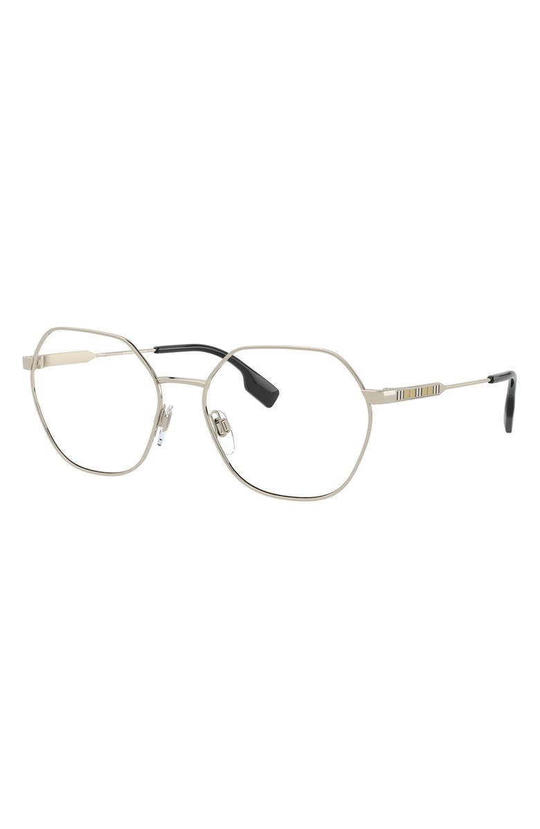 Burberry 54mm Round Optical Glasses, Alternate, color, Light Gold