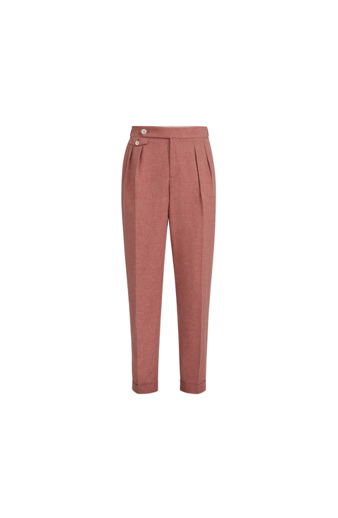 Trousers with double pleats and tabs