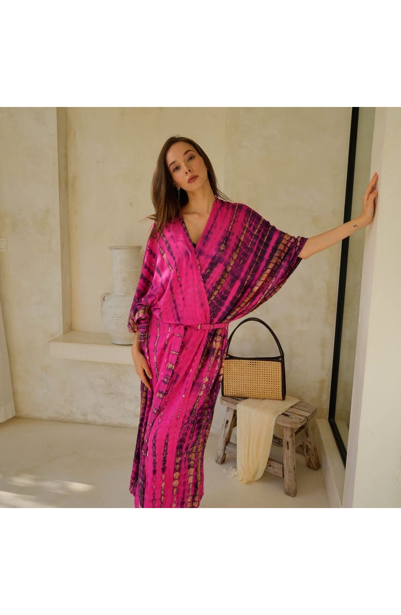PINK HALEY Sara Hand Dyed Robe, Alternate, color, Fuchsia