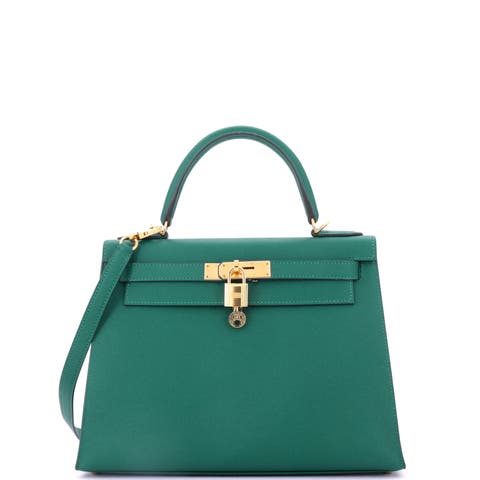 Kelly Handbag Green Epsom with Gold Hardware 28