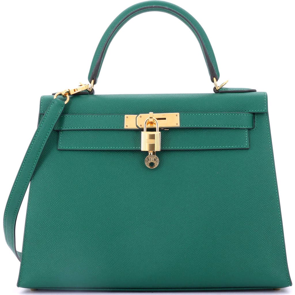 Pre-owned Hermes Hermes Kelly Handbag Green Epsom With Gold Hardware 28 In Green