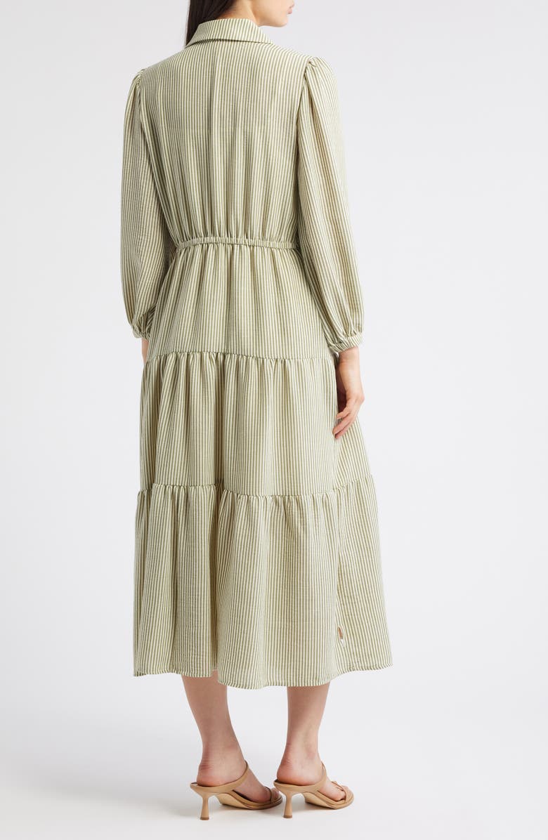 Julia Jordan Stripe Bracelet Sleeve Button-Up Shirtdress, Alternate, color, Ivory Multi