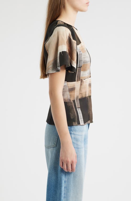Hugo Boss Regular-fit Blouse With Modern Print In Brown