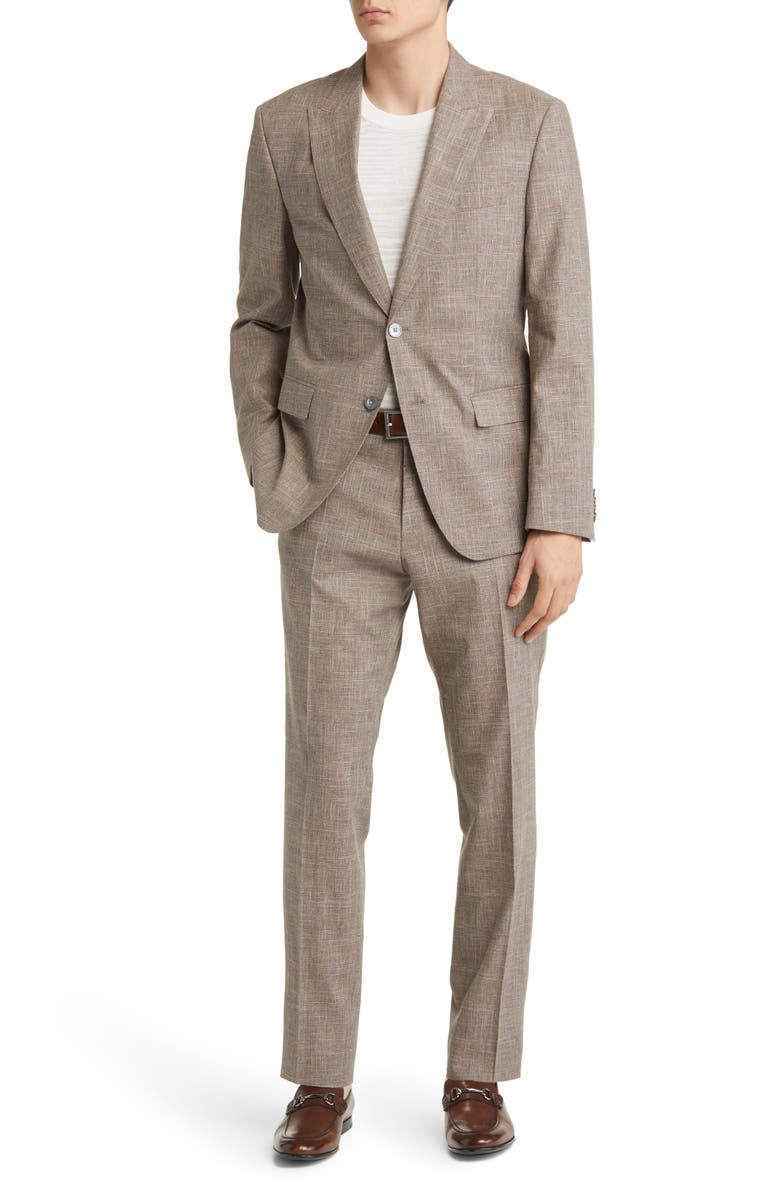 BOSS Plaid Cotton & Wool Blend Suit, Main, color, 