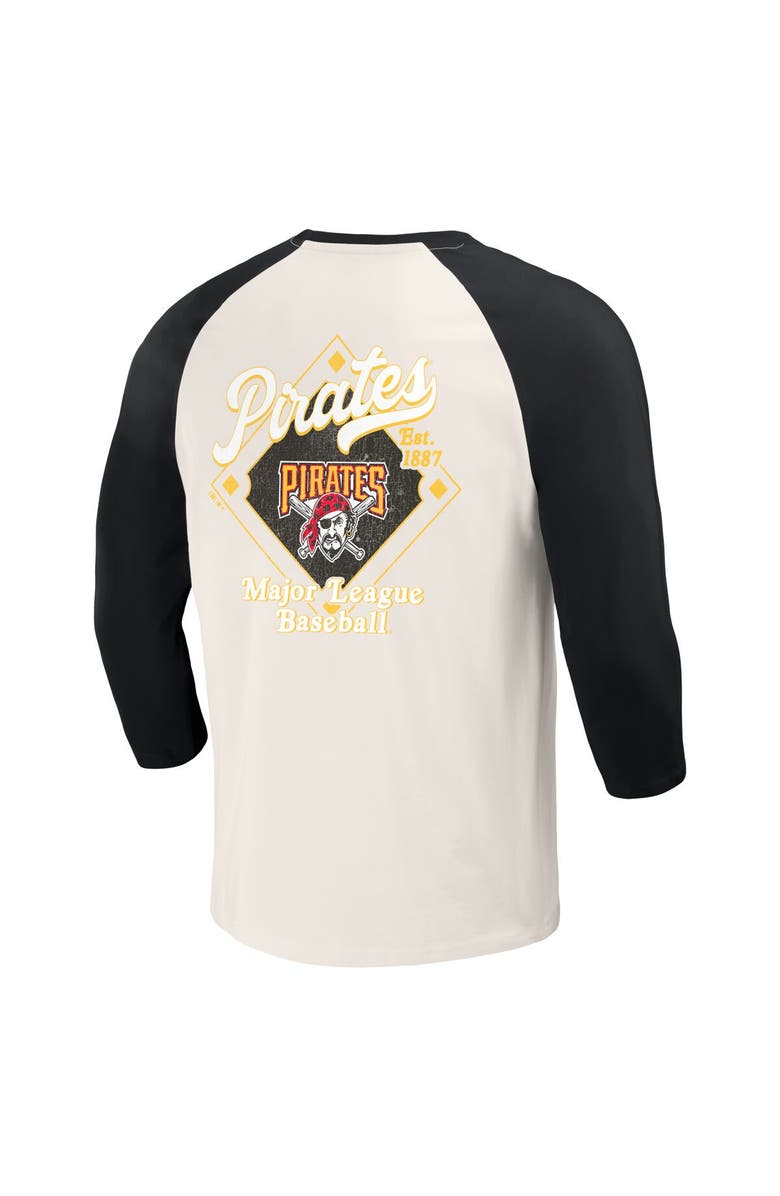 Darius Rucker Collection by Fanatics Men's Darius Rucker Collection by Fanatics Black/White Pittsburgh Pirates Cooperstown Collection Raglan 3/4-Sleeve T-Shirt, Alternate, color, Black