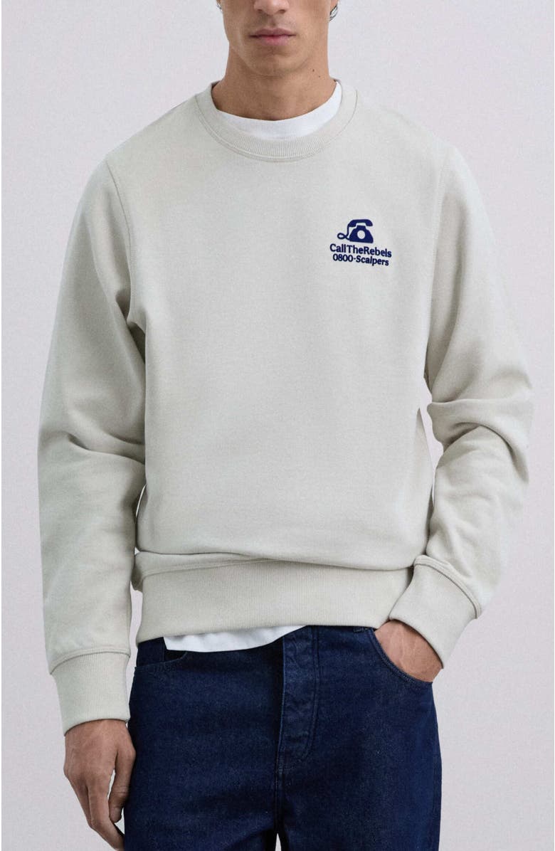 Scalpers Rebels Flock Sweater, Main, color, Lightgrey