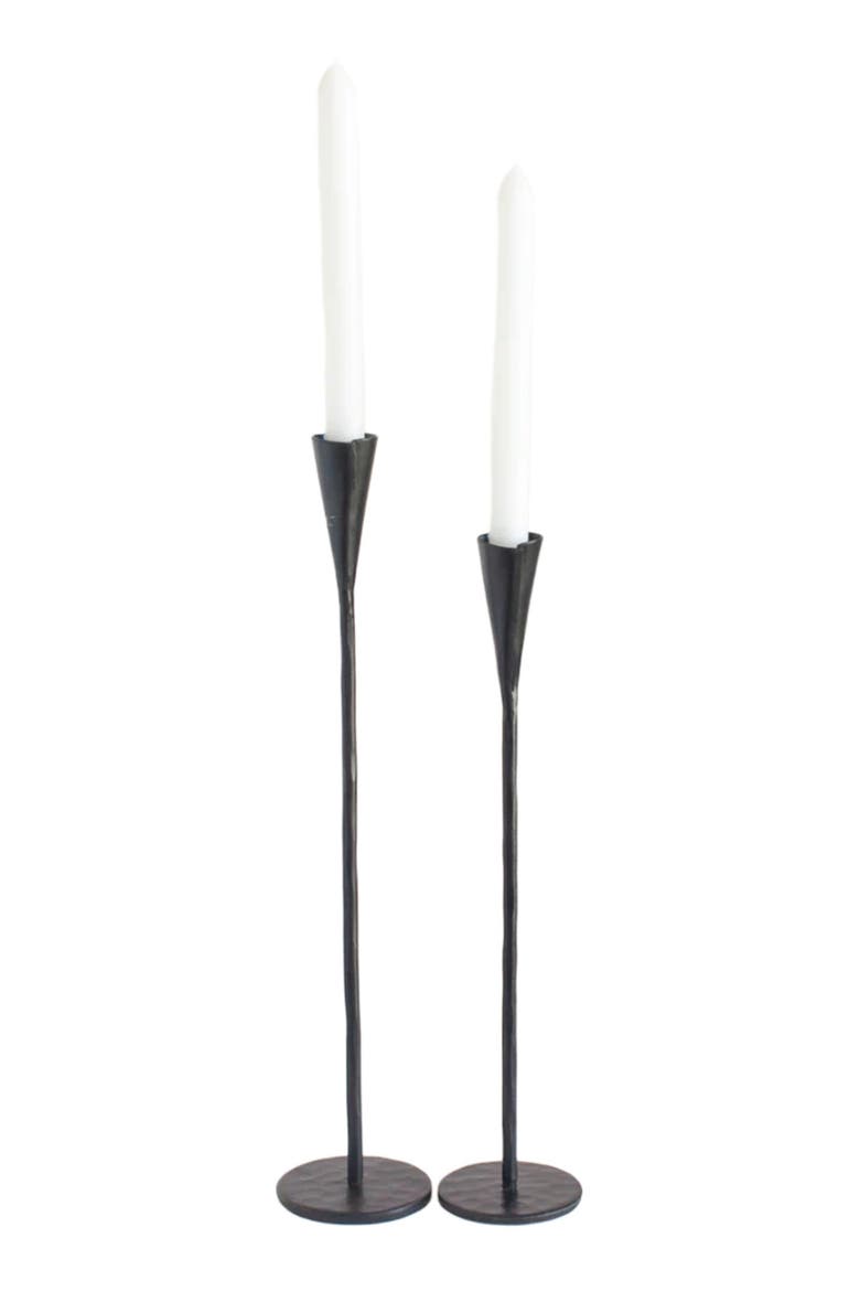 Phoenix Hand-Forged Iron Candle Stands - Set of 2, Main, color, Black