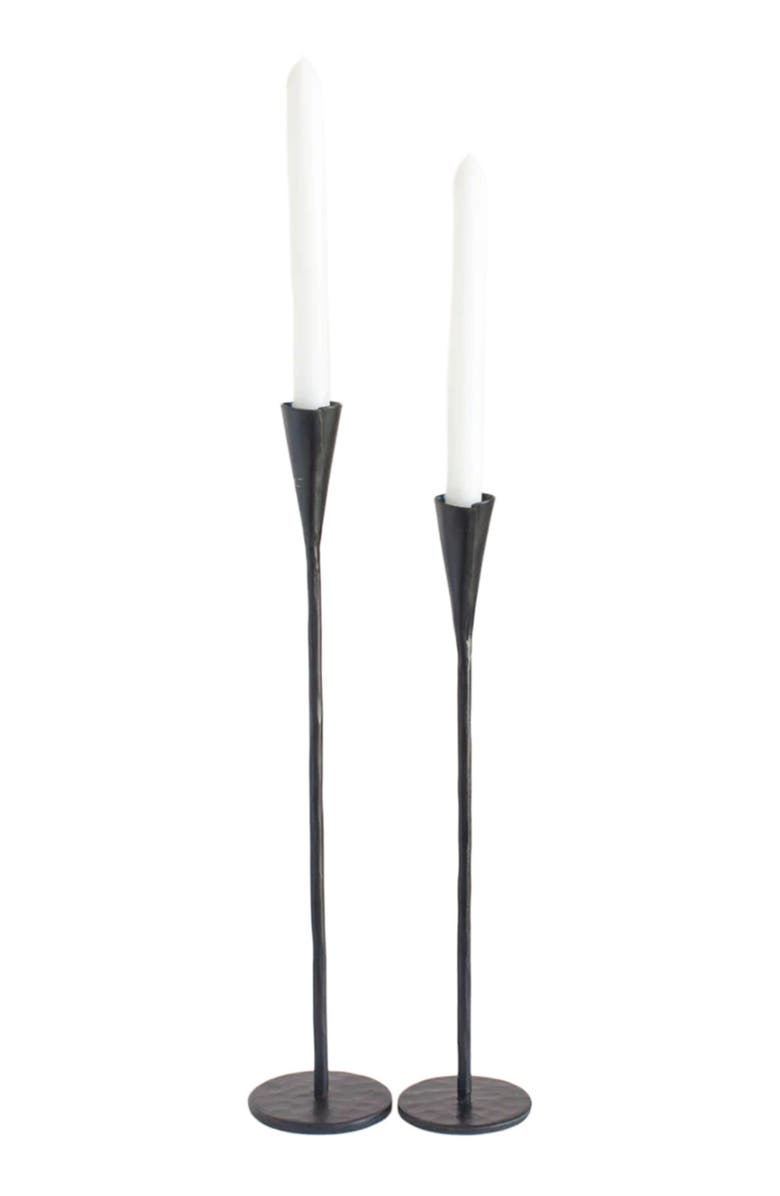 Creative Women Phoenix Hand-Forged Iron Candle Stands - Set of 2, Main, color, Black