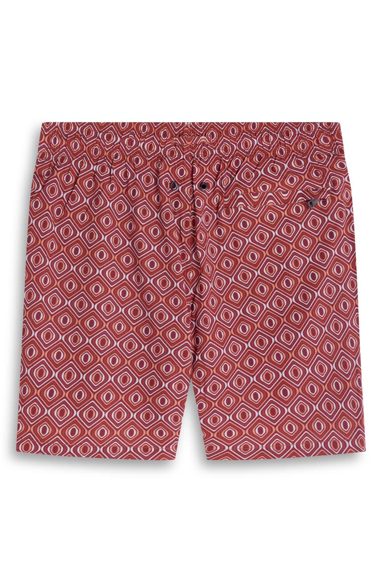 Bugatchi Cruz Print Swim Trunks, Alternate, color, Sienna