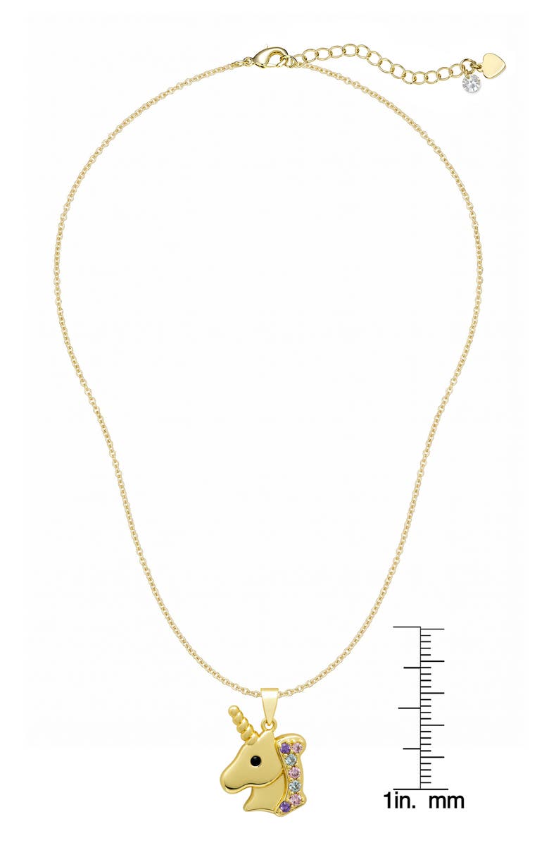 Lily Nily Kids' Pavé Cubic Zirconia Unicorn Pendant Necklace, Alternate, color, Gold