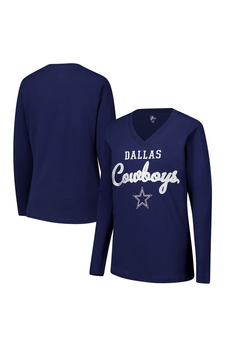 G-III 4HER BY CARL BANKS Women's G-III 4Her by Carl Banks Navy Dallas Cowboys Post Season Long Sleeve V-Neck T-Shirt, Main, color, Navy