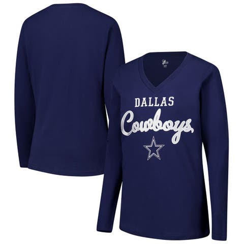Women
s G-III 4Her by Carl Banks Navy Dallas Cowboys Post Season Long Sleeve V-Neck T-Shirt