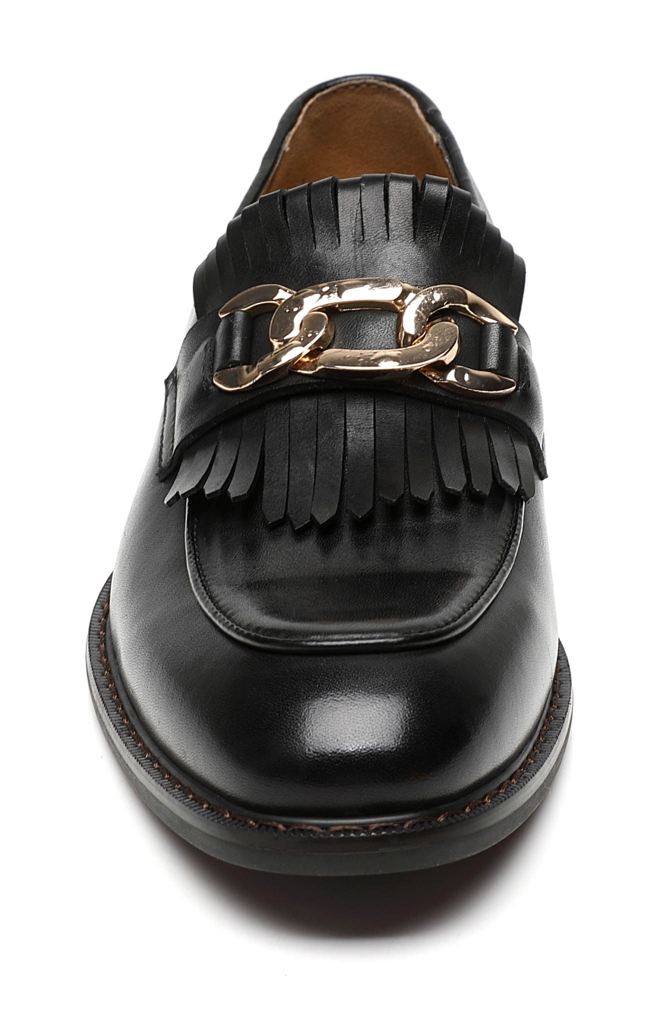 La Milano Franconia Apron Toe Kilted Bit Loafer, Alternate, color, Black