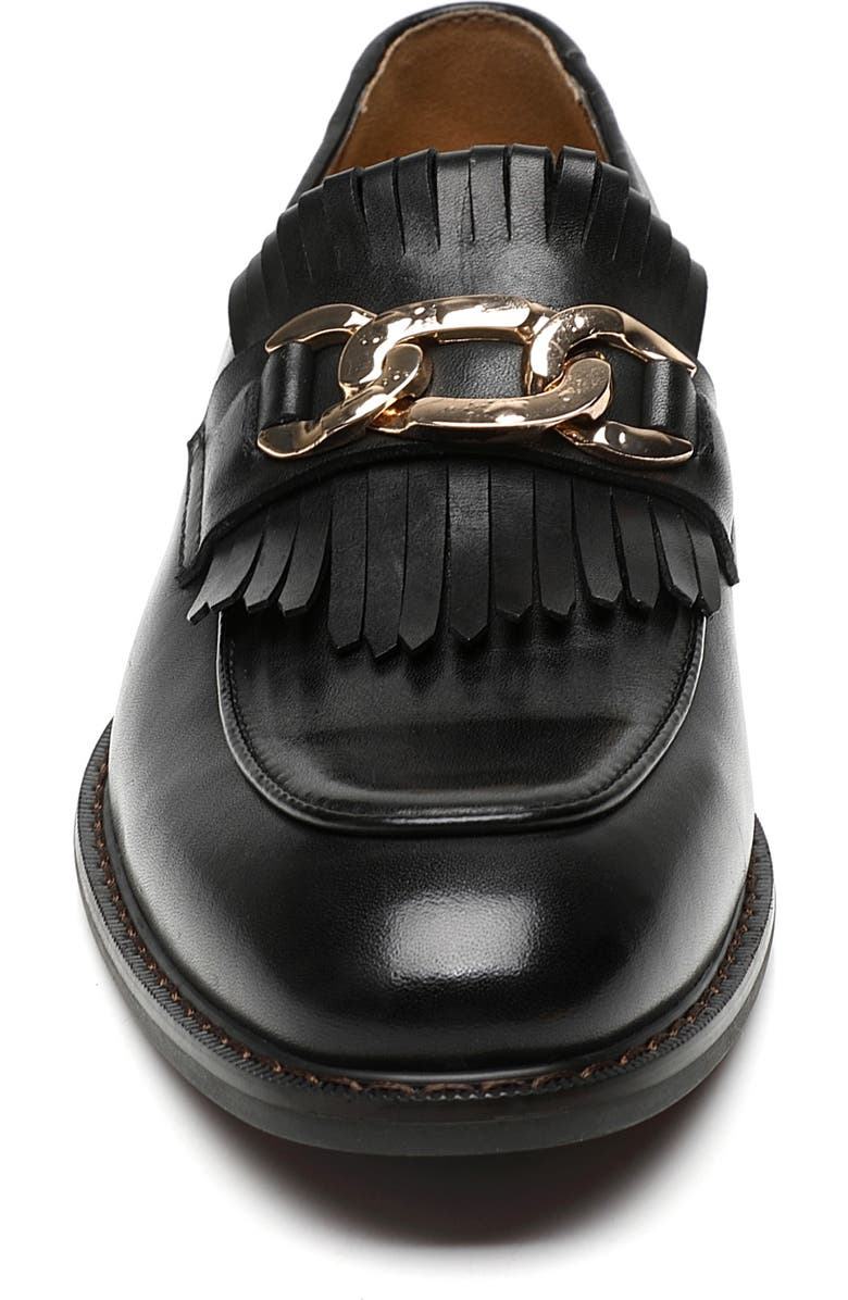 La Milano Franconia Apron Toe Kilted Bit Loafer, Alternate, color, Black