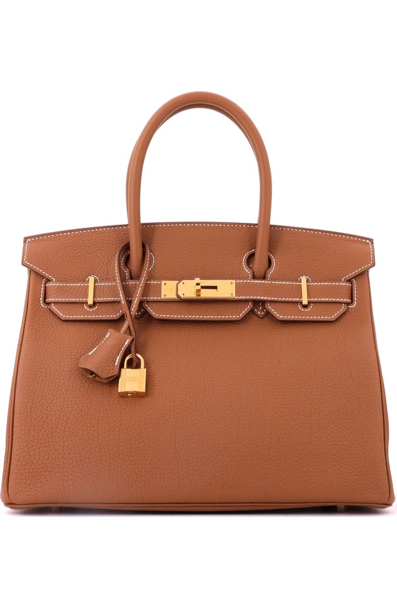 Pre-Owned Hermes Birkin Handbag Brown Togo with Gold Hardware 30, Main, color, Gold