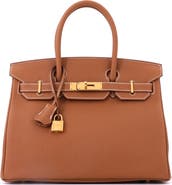 Pre-Owned Hermes Birkin Handbag Brown Togo with Gold Hardware 30