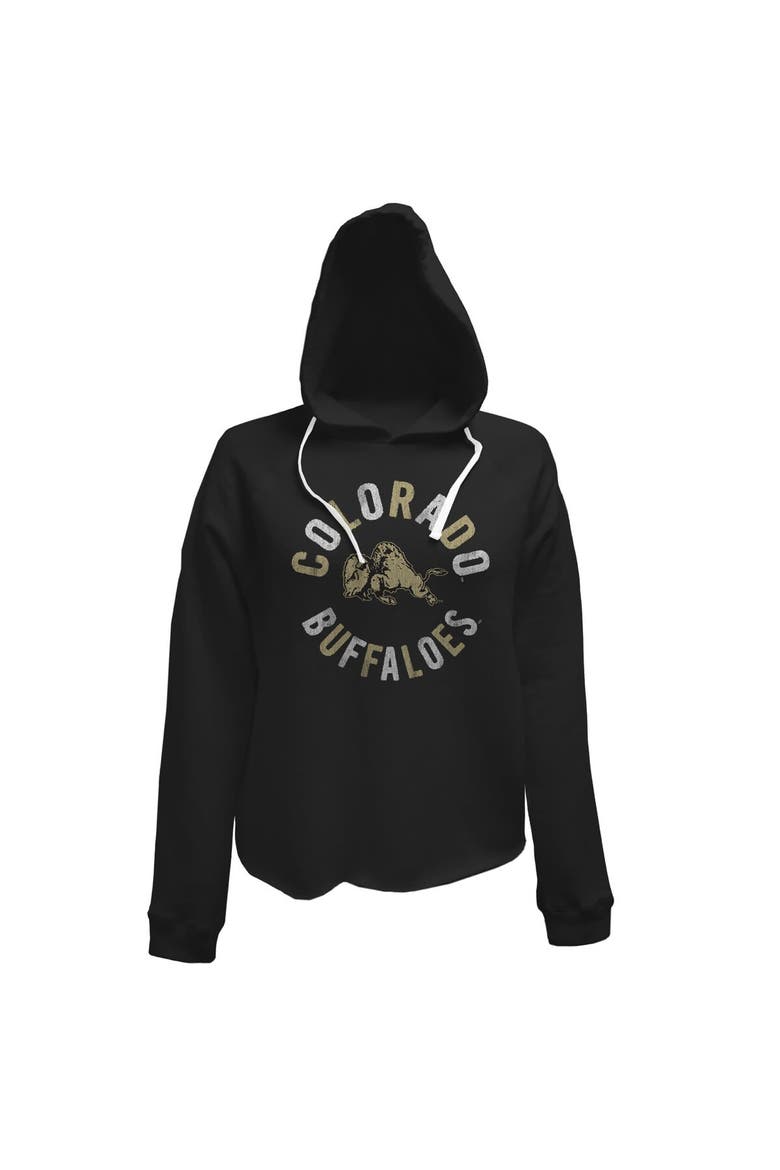 Women's Original Retro Brand Black Colorado Buffaloes Multi-Color Arch Graphic Crop Pullover Hoodie, Alternate, color, Black