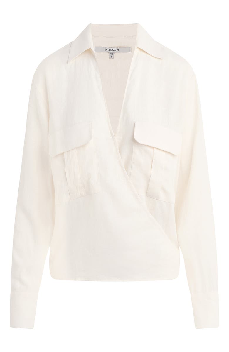 Hudson Jeans Cotton Blend Wrap Shirt, Alternate, color, Ecru