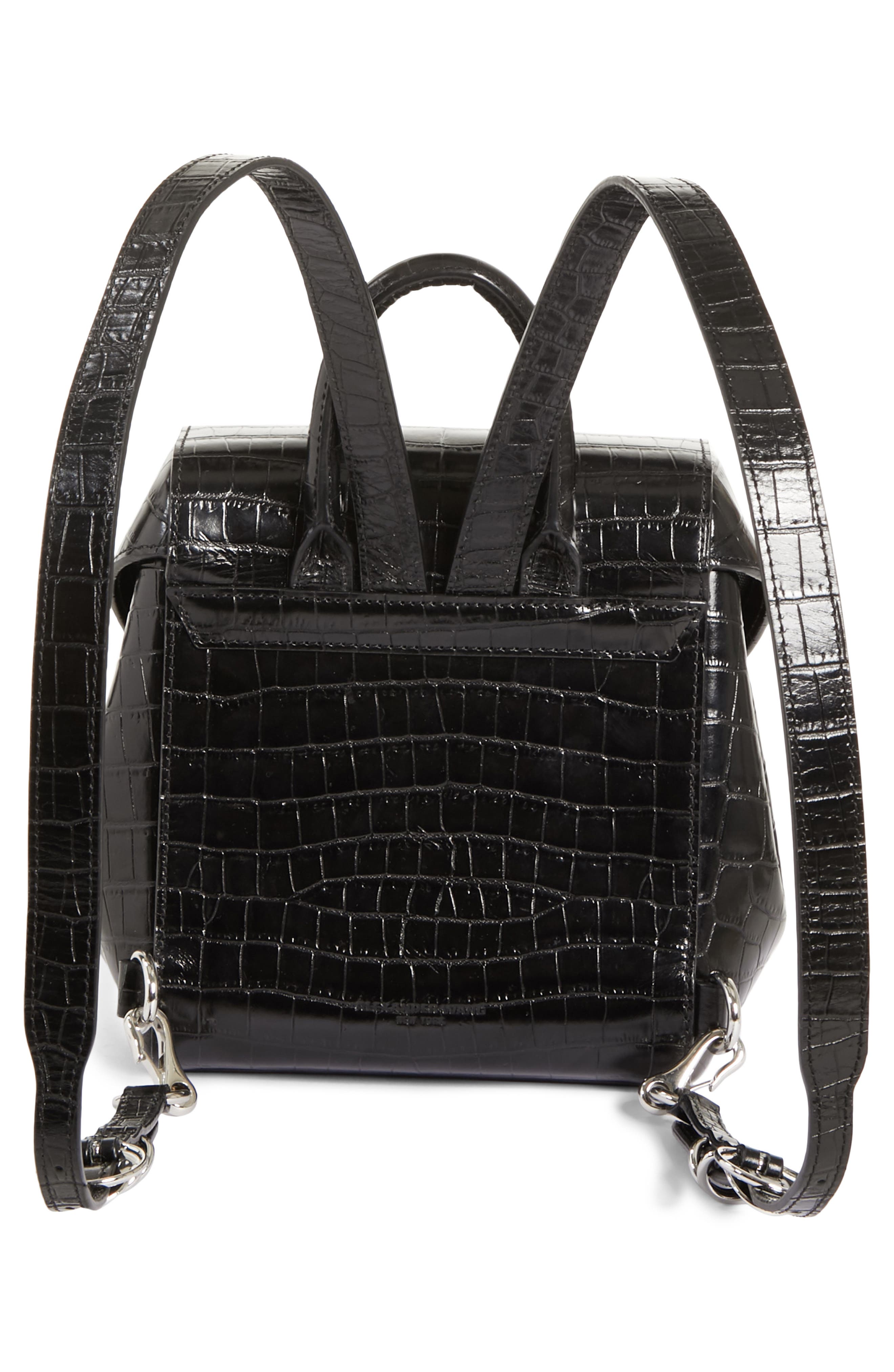 Alexander Wang Hook Mini Croc Embossed Leather Backpack, Alternate, color, 