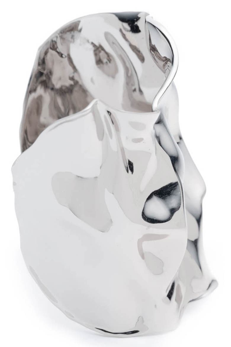 Crumpled Wide Cuff, Alternate, color, SILVER