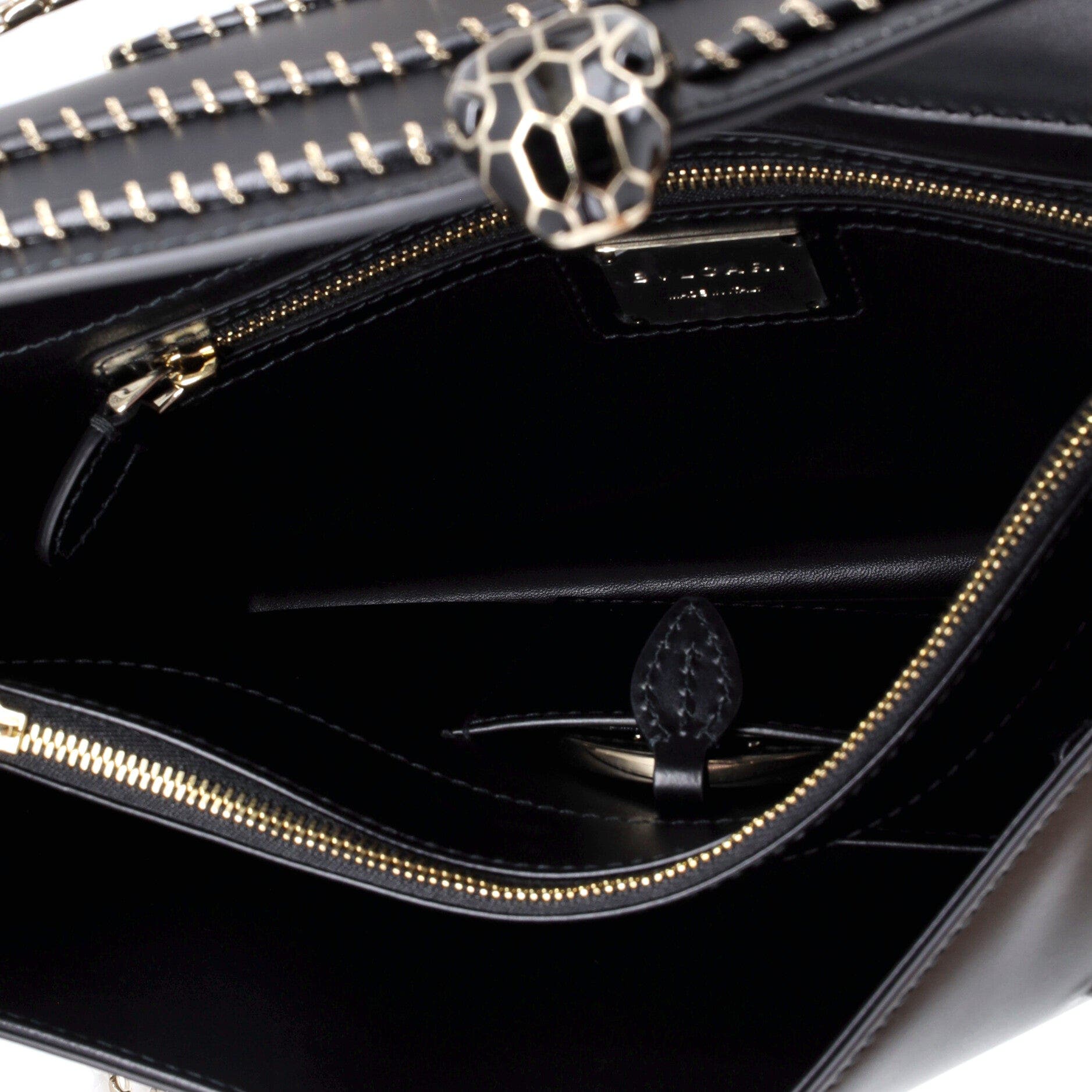 Serpenti Forever Shoulder Bag Embellished Leather Medium, Alternate, color, Black