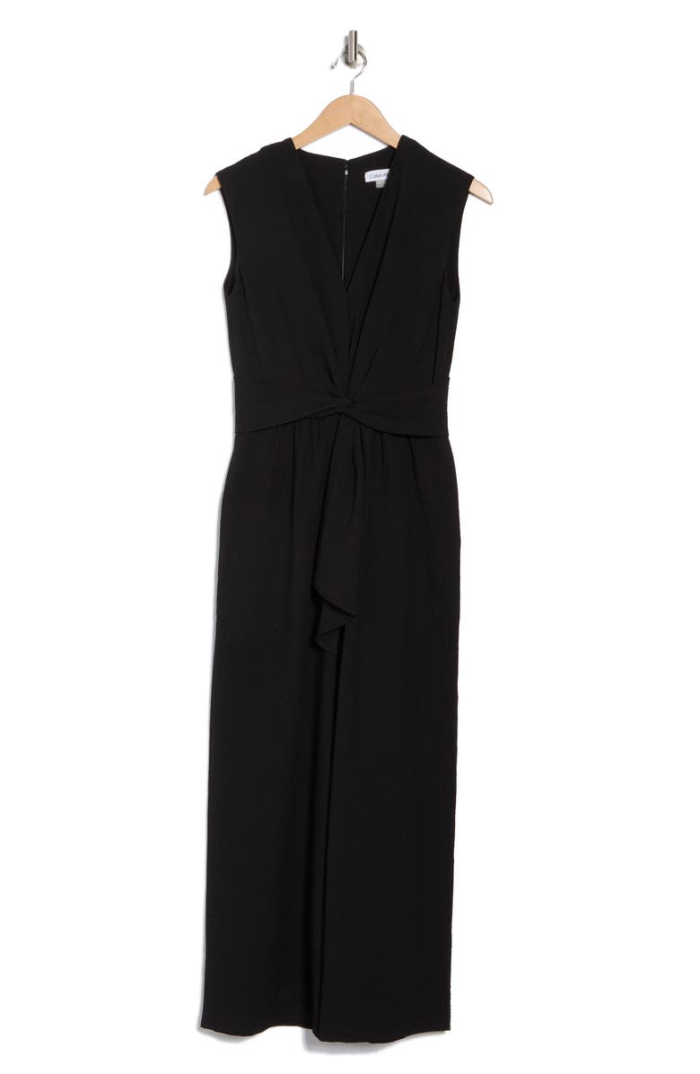 Calvin Klein Knot Front Gauze Jumpsuit, Alternate, color,