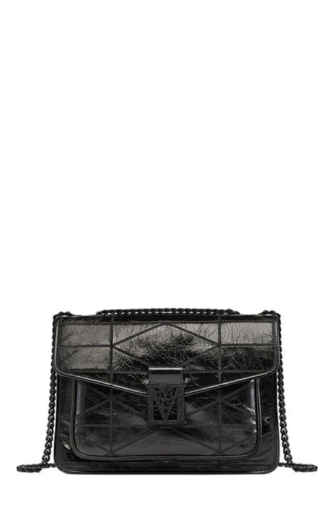 Travia Quilted Shoulder Bag in Crushed Leather