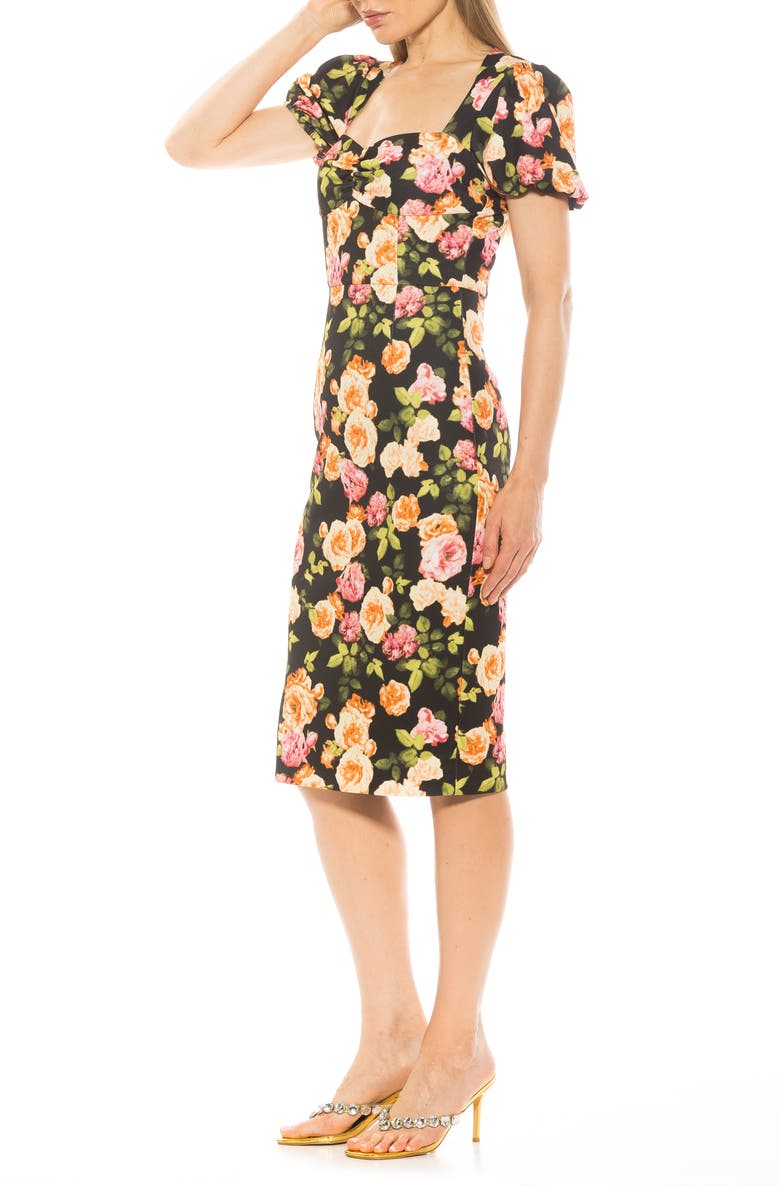 Alexia Admor Micaela Sweetheart Neck Sheath Dress, Alternate, color, Black Floral