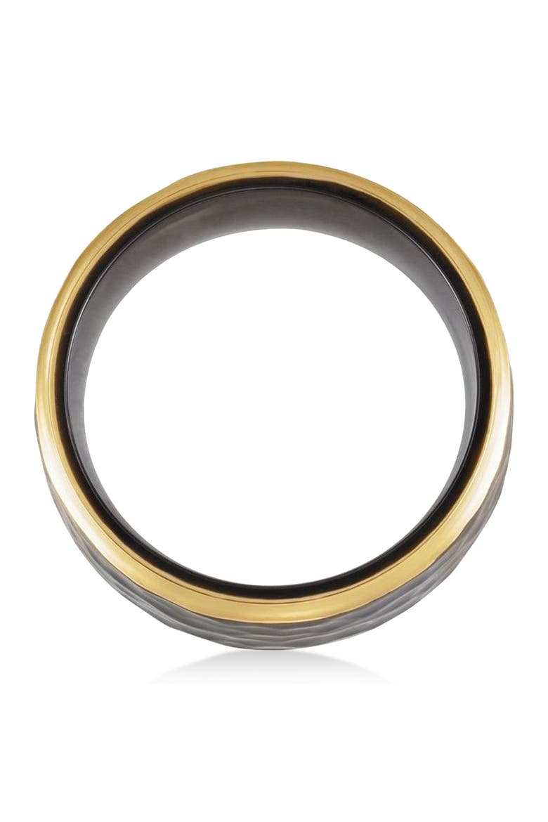 Men's Hammered Wedding Ring Band 18K Yellow Gold PVD Black Titanium, Alternate, color, Titanium
