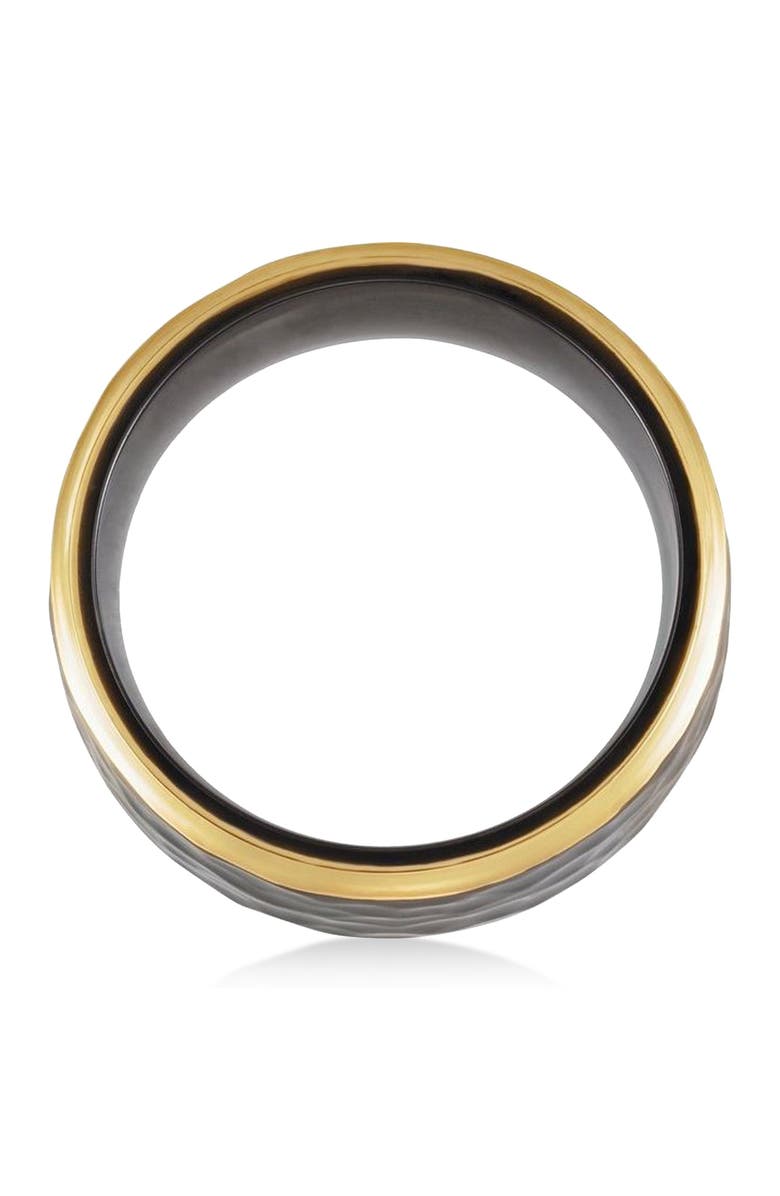 ALLUREZ Men's Hammered Wedding Ring Band 18K Yellow Gold PVD Black Titanium, Alternate, color, Titanium