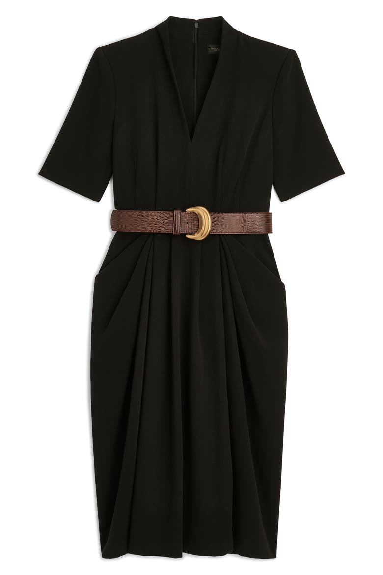 donna karan new york women's v-neck belted short-sleeve midi dress Belted Midi Dress (Women)