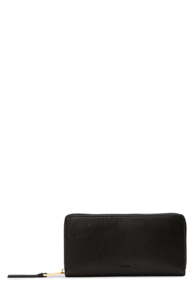 Leather Travel Wallet, Main, color, BLACK