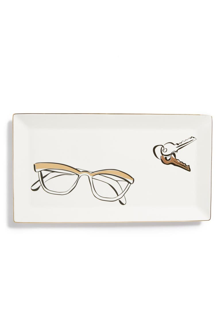kate spade new york 'eyeglasses' trinket tray, Main, color, WHITE