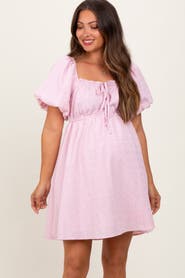 PinkBlush Textured Bubble Sleeve Maternity Mini Dress