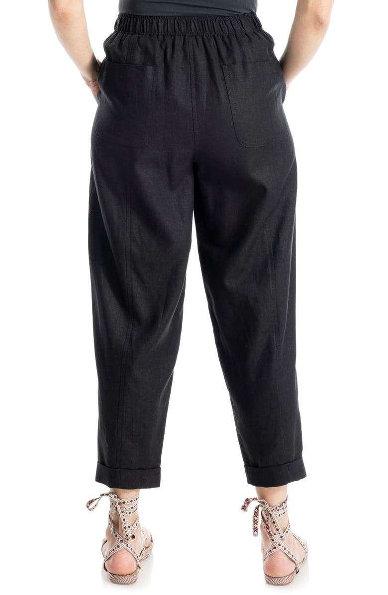 MAX STUDIO Cuffed Crop Linen Blend Barrel Leg Pants, Alternate, color, Blck5545-Black-55L/ 45R