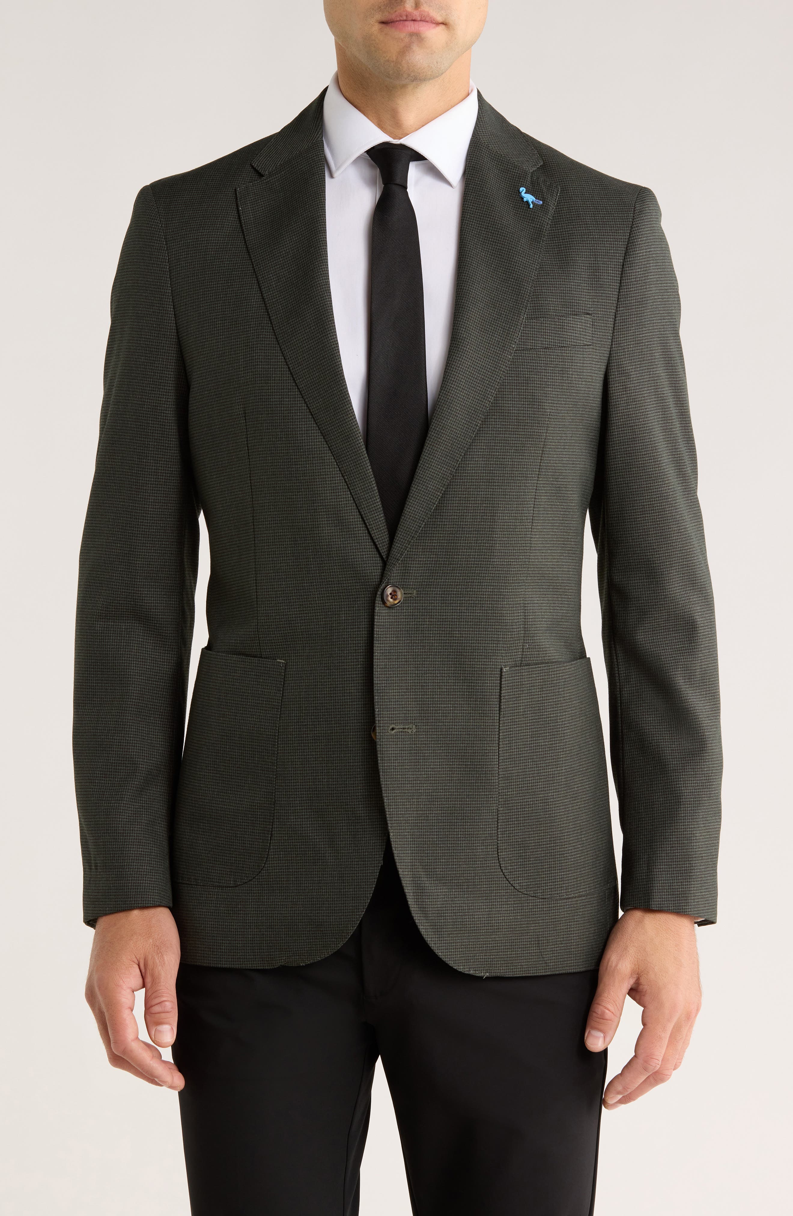 TailorByrd Modern Fit Heathered Micro Check Sport Coat Glen Plaid Sport Coat