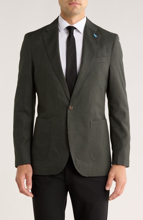 Modern Fit Heathered Micro Check Sport Coat Glen Plaid Sport Coat