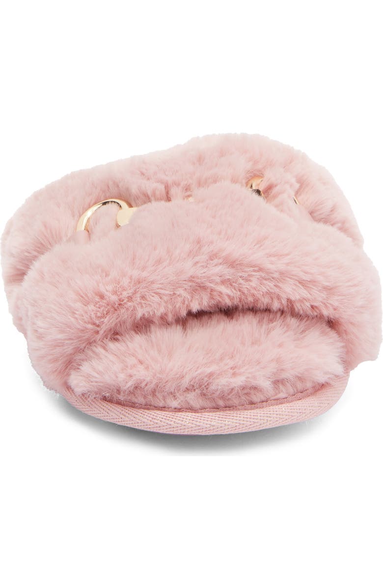 BCBG Plush Horsebit Faux Fur Slipper, Alternate, color, Blush