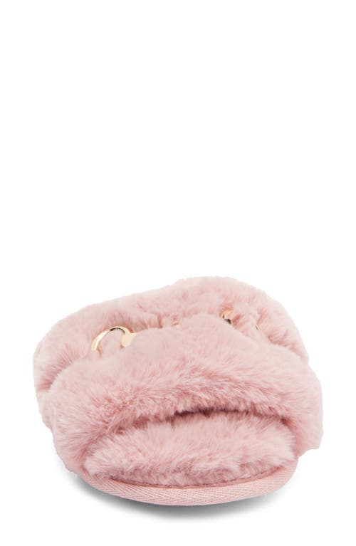 Bcbg Plush Horsebit Faux Fur Slipper In Pink