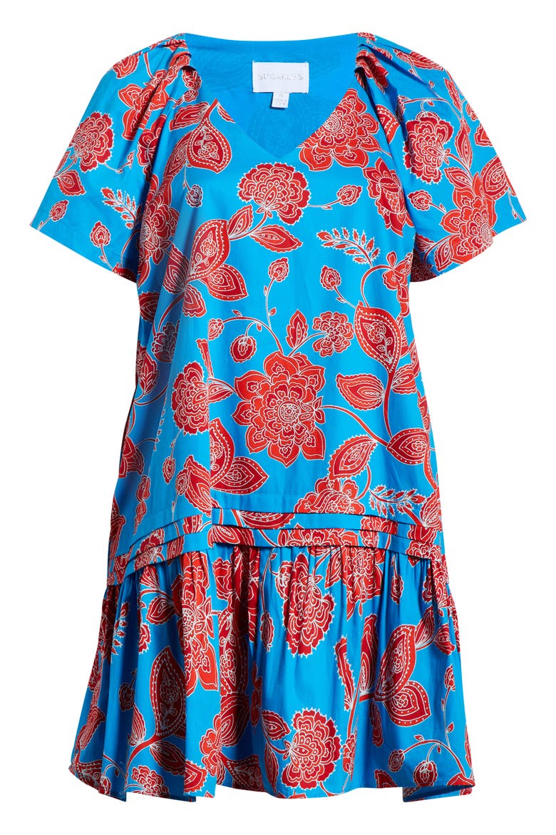 Ripon Floral Seruma Drop Waist Shift Dress, Alternate, color, BLUE-RED-MULTI