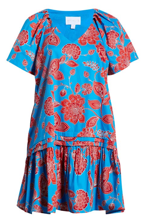 Ripon Floral Seruma Drop Waist Shift Dress (Plus)