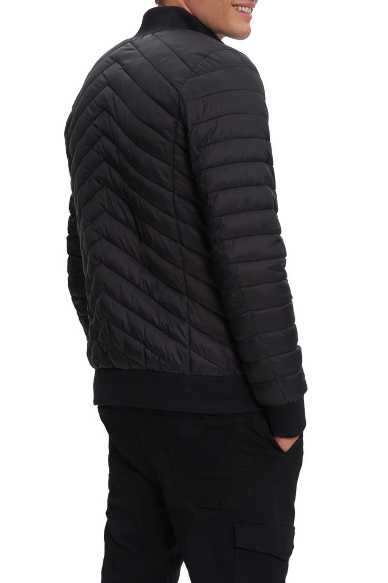 Alec Chevron Quilted Puffer Jacket, Alternate, color, BLACK