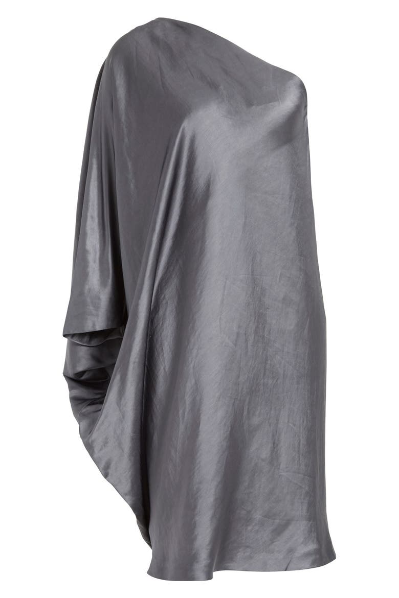 'Triptych' One-Shoulder Light Doppio Dress, Alternate, color, SMOKE